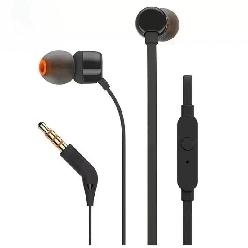 JBL TUNE 110 Officially Authorized Wired In-ear Headphones Built-in Microphone 3.5mm Interface Silicone Ear Cap for Sports Call
